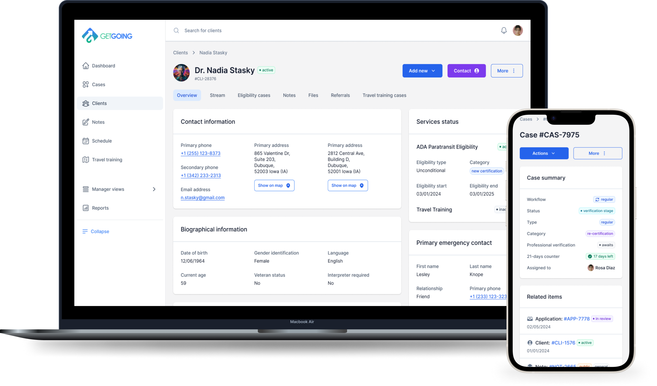 Hero image presenting a desktop and mobile version of Jackrabbit's flagship product - GetGoing Cloud.